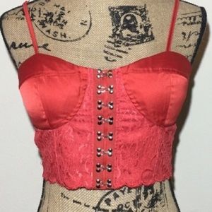 Red lace corset top